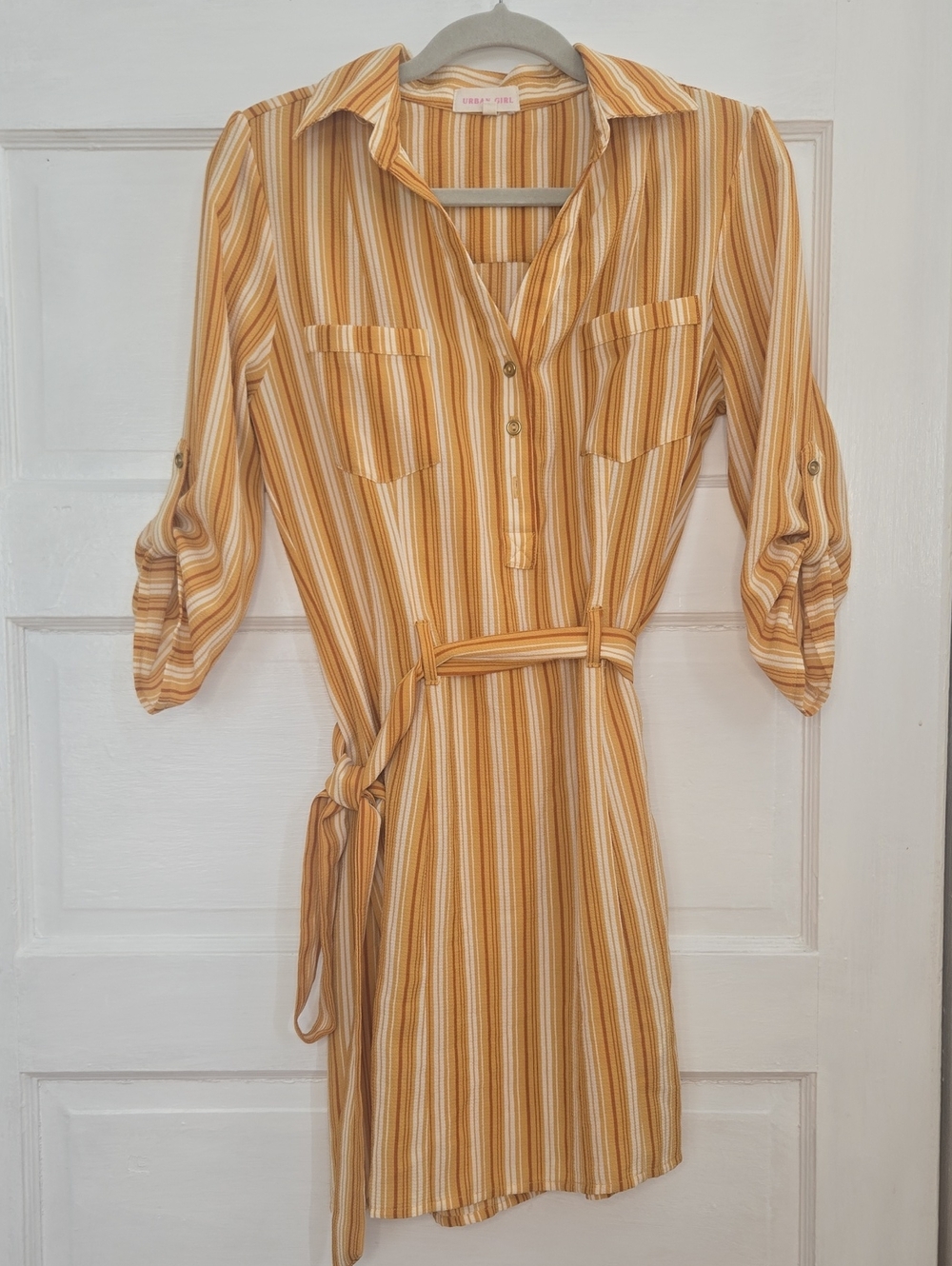 Urban Girl Striped Mini Dress in Orange & White Size Med_149